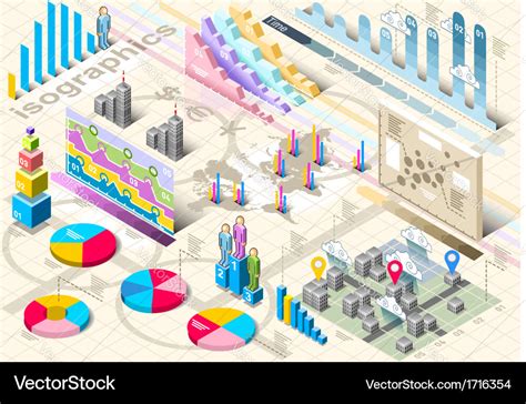 Isometric Infographic Set Elements Royalty Free Vector Image