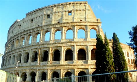 Italy Rome Piazza Del Colosseo Colosseum Colosseo View Of The