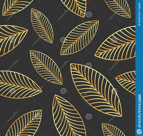 Elegant Golden Leaves Seamless Pattern Vector Background Luxury Style