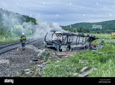 Blaustein Germany 24th May 2022 Firefighters Extinguish A Fire In A