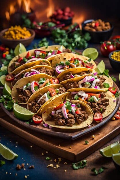 Tacos Tradicionales Mexicanos Con Carne Y Verduras Aisladas Sobre Un