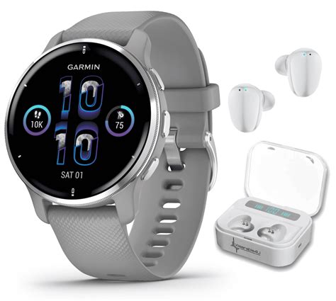 Garmin Venu 2 Plus GPS Multisport Smartwatch Silver Bezel With Powder