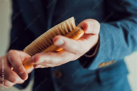 Headmaster With Wooden Hairbrush Strict Man Teacher With Wooden Brush