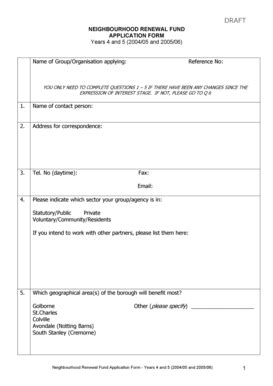 Fillable Online Rbkc Gov Neighbourhood Renewal Fund Application Form