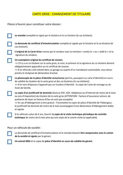 PDF CARTE GRISE CHANGEMENT DE TITULAIRE Un Exemplaire Original Du