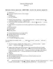 Anatomy And Physiology Exam Doc Anatomy Physiology Ii Exam