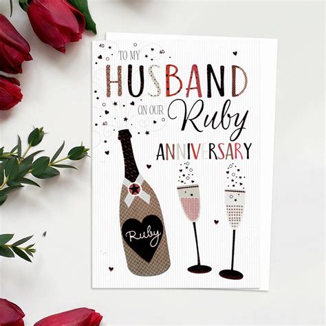 Husband On Our Ruby Anniversary Champagne Card