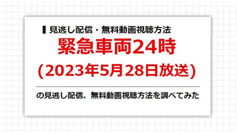 緊急車両24時2023年5月28日放送の見逃し配信、無料動画視聴方法を調べてみた バラドラアニ・ナビ