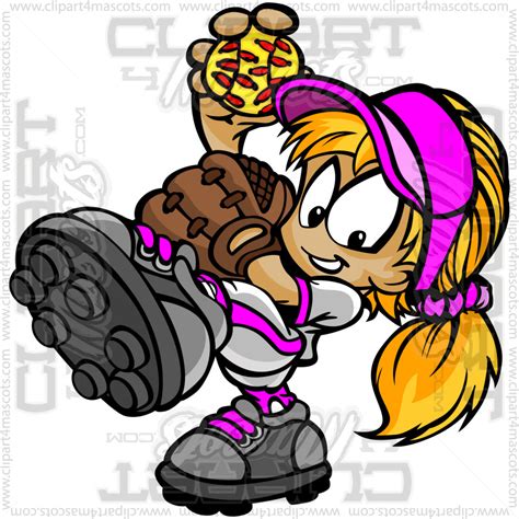 Softball Girl Clipart Image Easy To Edit Vector Format