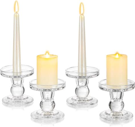 Amazon Glass Pillar Candle Holder For Candlesticks Set Of