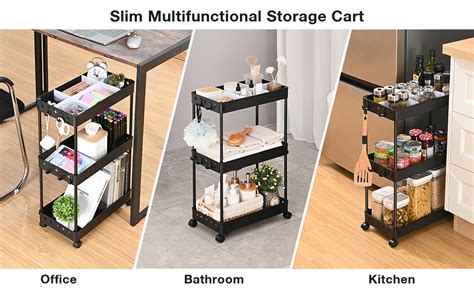 Kingrack Slim Storage Trolley Narrow Rolling Cart Tier On Wheels