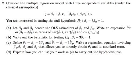 Consider The Multiple Regression Model With Three Chegg