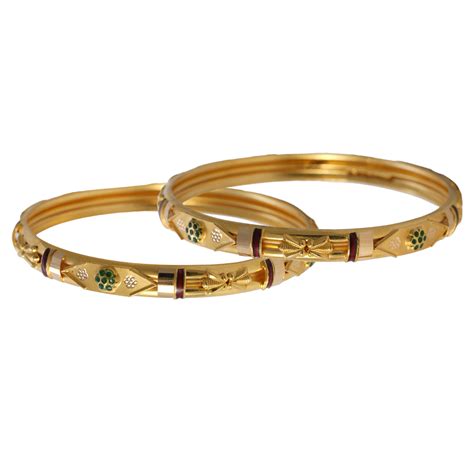 Hira Panna 22k Exclusive Gold Traditional Bangle Hira Panna Jewellers