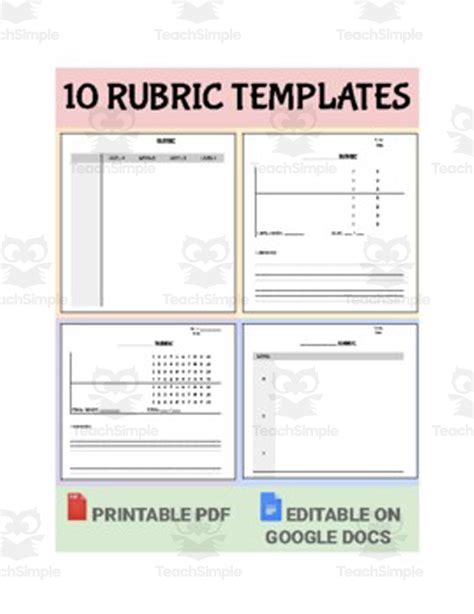 Blank Rubric Template Editable In Google Docs By Teach Simple Sexiz Pix