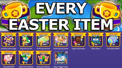 All Limited Easter Trophy Store Items And Skins Btd6 Showcase Youtube