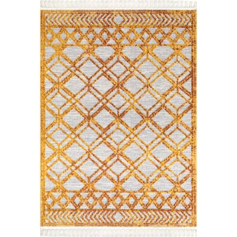 NuLOOM Marigold 6 Ft 7 In X 9 Ft Ansley Moroccan Lattice Tassel Area