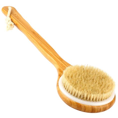 Hands Long Handled Back Brush For Skin Exfoliating With Natural Bristles Back Body