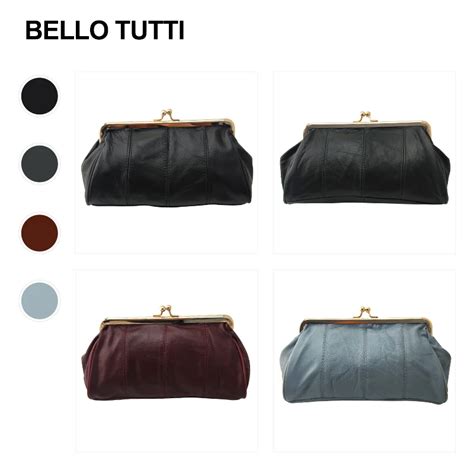 BELLO TUTTI Women New Genuine Leather Coin Purse Original Metal Hasp