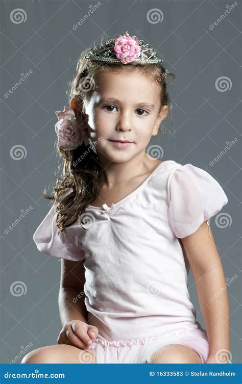 Jeune Princesse Mignonne De Fille Sur Le Fond Gris Image Stock Image