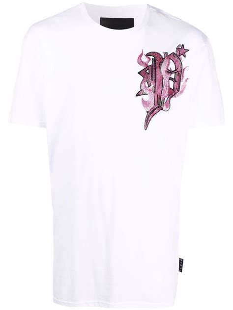 Philipp Plein Camiseta Estampa De Logo No Busto Branco