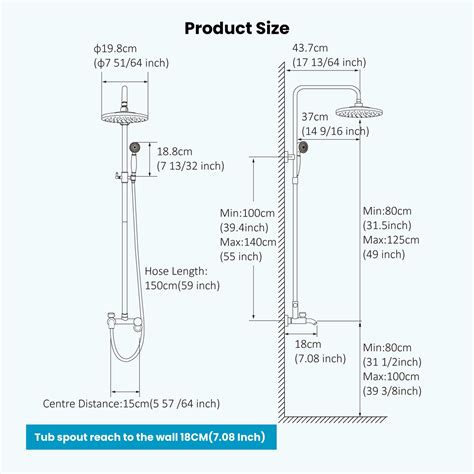 Gotonovo Exposed Shower System 8 Inch Rainfall Shower Head Single Hand