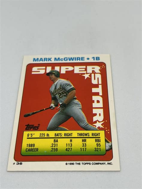 Mavin Topps Superstar Mini Sticker Mark Mcgwire Oakland A S