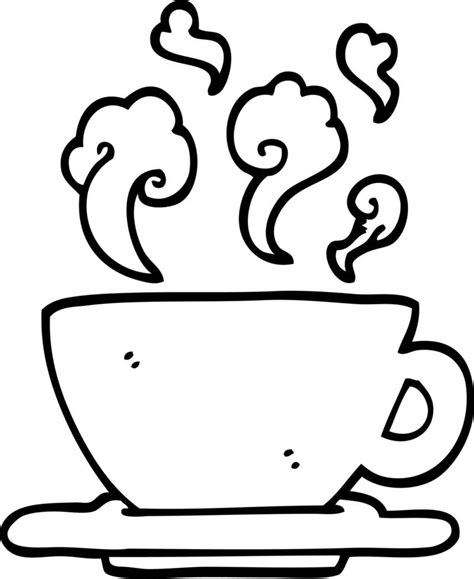 Black And White Cartoon Cup Of Hot Coffee 12161442 Vector Art At Vecteezy