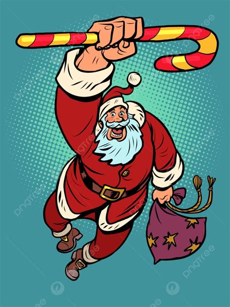 Christmas Candy Cane Vector Hd Images Santa Claus With Sweet Christmas