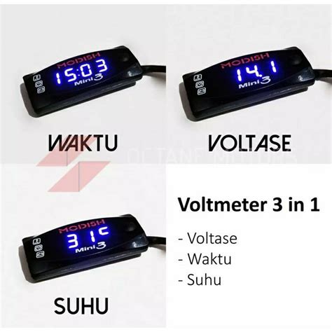 Jual Voltmeter Jam Plus Suhu Voltmeter In Voltmeter Aki Suhu Plus Jam