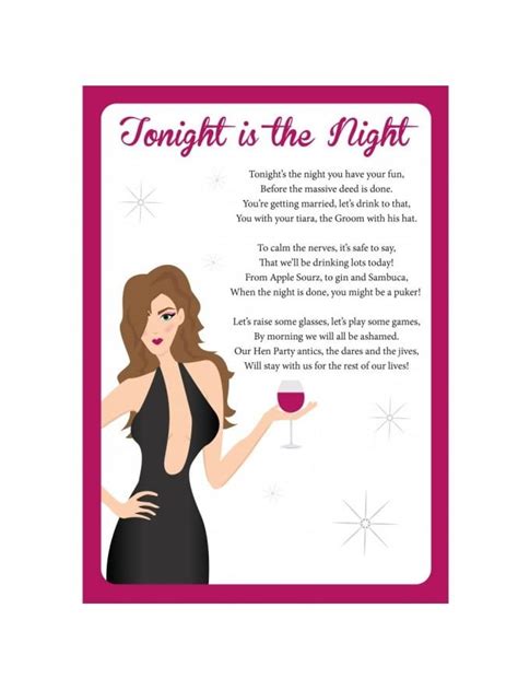 Hen Party Poem Tonight Is The Night S Of Products Hen Party