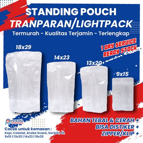 Kemasan Ecer Standing Pouch Transparan Kpack Plastik Ziplock Plastik