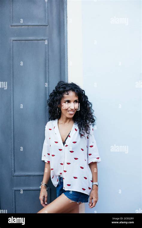 Brunette Girl Posing On The Street Stock Photo Alamy