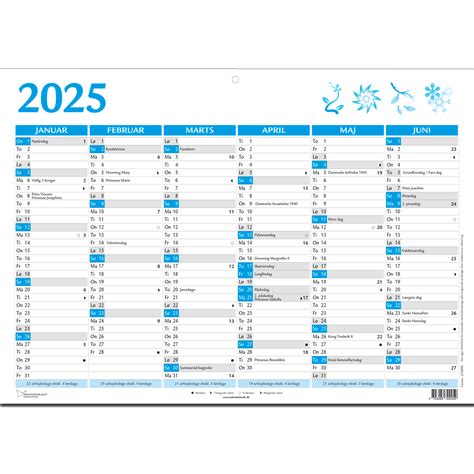A5-vægkalender Blå 2025 | Kalenderbutik