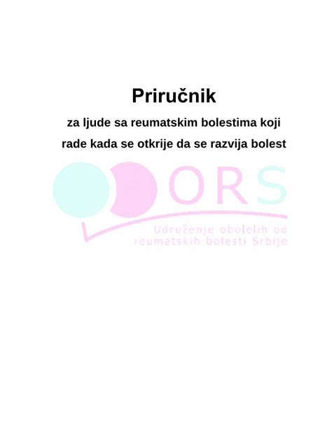 Pdf Za Ljude Sa Reumatskim Bolestima Koji Rade Kada Se Otkrije