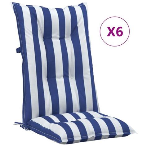 Coj N Silla Respaldo Alto Uds Rayas Azul Y Blanco X X Cm Vidaxl