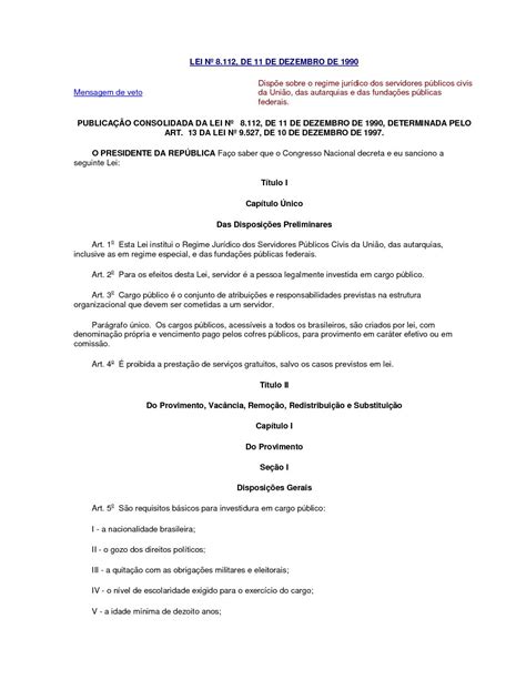 Calaméo Lei 811290 Regime Jurídico Dos Servidores Públicos Da União