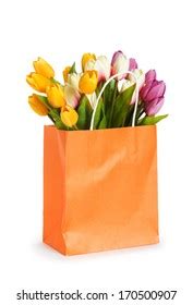 Tulips Shopping Bag Isolated On White Stock Photo Shutterstock