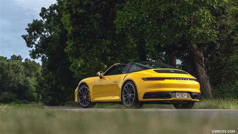 Porsche 911 Targa 2021MY 4S Color Racing Yellow Rear Three Quarter