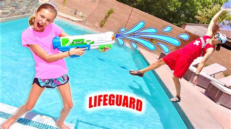 Escape The Life Guard Water Balloon Battle Youtube