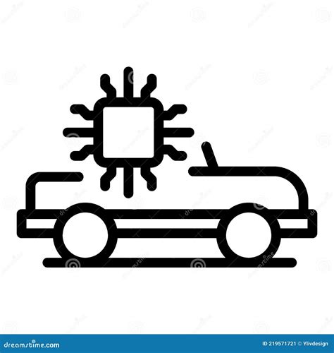 Styl Konturu Ikony Samochodu Systemu Autonomicznego Ilustracja Wektor