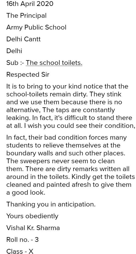 Q Write A Letter To The Principal Of Your School Complaining About