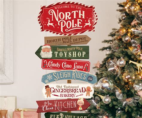 North Pole Directional Sign Christmas Party Decoration Etsy