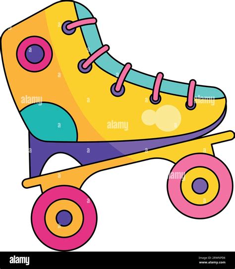 Nineties Pop Art Style Rollerskate Vector Isolated Stock Vector Image