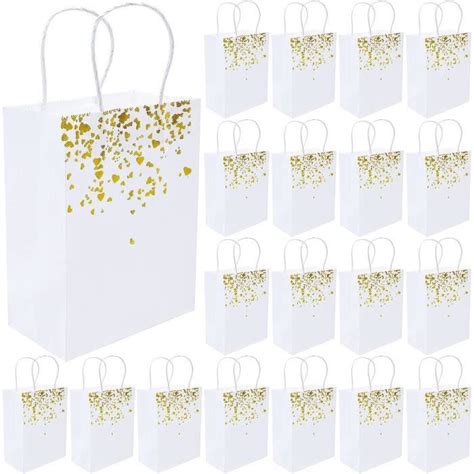 Yaxidaever Pi Ces Sac Cadeau Papier Blanc Sac Papier Kraft Avec