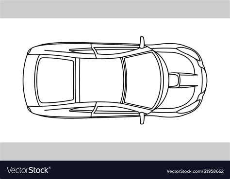 Passenger car top view fast car outline Royalty Free Vector