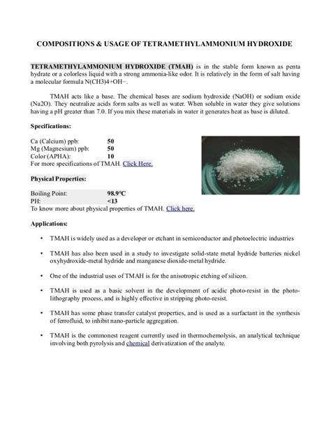 Tetramethylammonium hydroxide suppliers