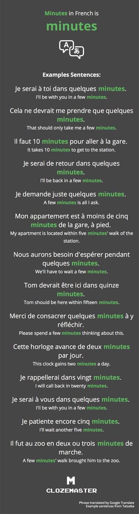 How To Say Minutes In French Clozemaster