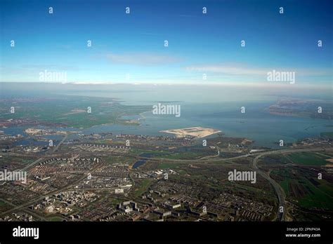 Rotterdam North Sea Aerial Netherlands Holland Panorama From Airplane