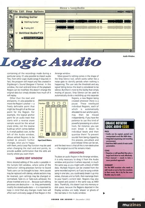 Emagic Notator Logic Audio Sos Dec 93