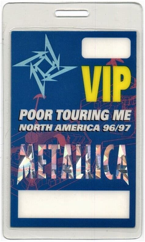 Metallica Poor Touring Me Concert Tour Collectible Laminated